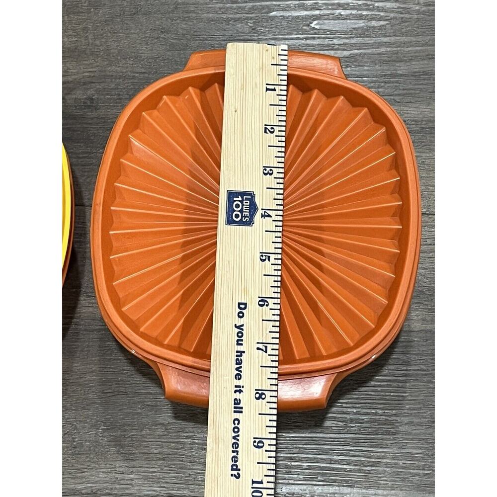 Tupperware Orange Tangerine Servalier Bowl LOT with Lids 838-16 & 840-6 - Picture 12 of 16